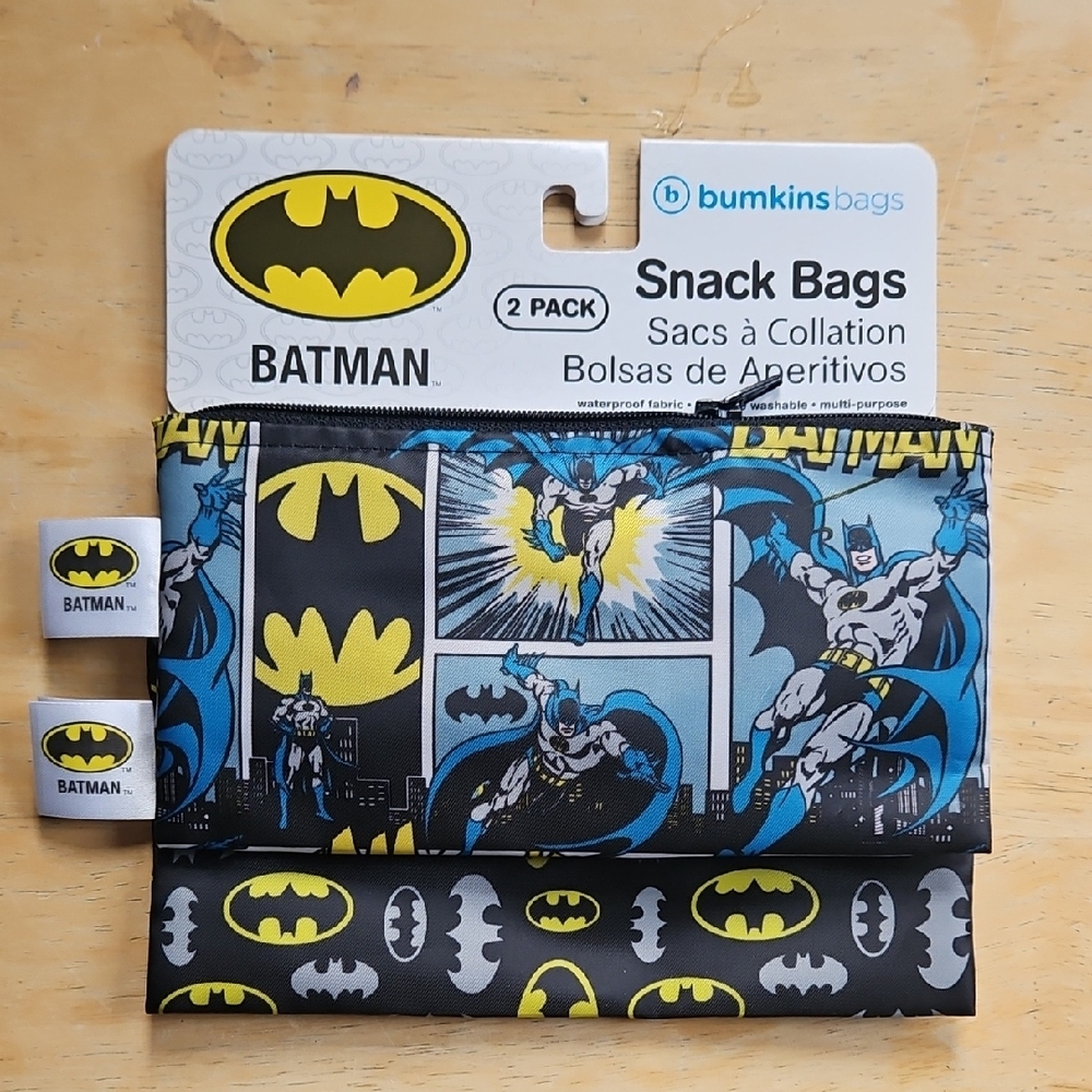 Bumkins Batman Snack Bags - Black and Blue Comic Design